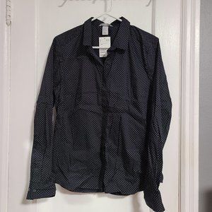 NEW H&M Black Dotted Button Down Shirt - 16